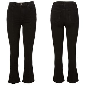 Paige Denim Black Seamed Collette Crop Flare Jeans Sz 32
